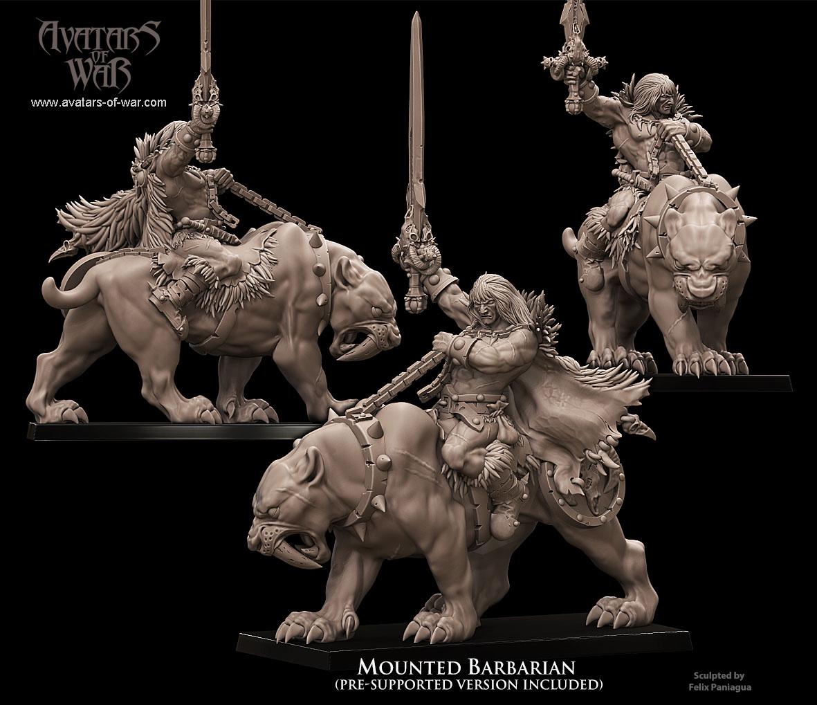 Avatars of War Barbarian mounted on Sabertooth - Fantasy / D&D (Custom Order) - product image