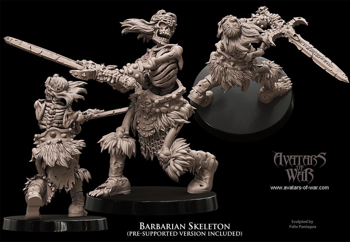 Avatars of War Barbarian Skeleton - Fantasy / D&D (Custom Order) - product image