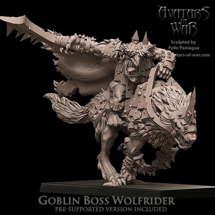 Avatars of War Goblin Boss Wolfrider - Fantasy / D&D (Custom Order) - product image