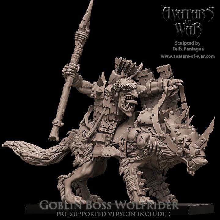 Avatars of War Goblin Boss Wolfrider - Fantasy / D&D (Custom Order) - product image