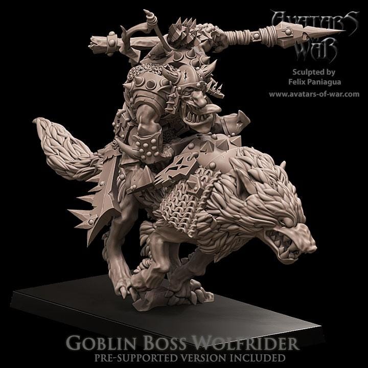 Avatars of War Goblin Boss Wolfrider - Fantasy / D&D (Custom Order) - product image