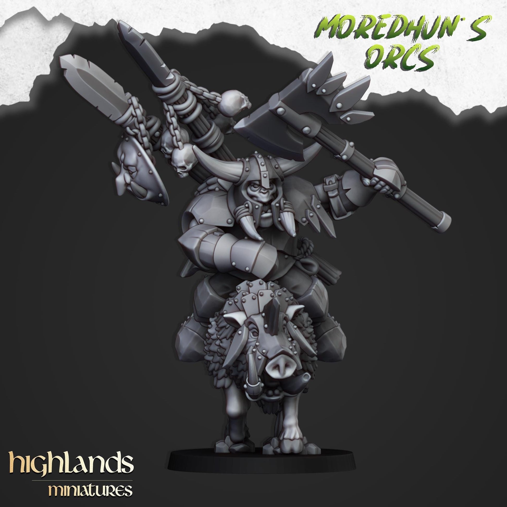 Highland Miniatures Mounted Orc Chief - Fantasy / D&D (Custom Order) - product image