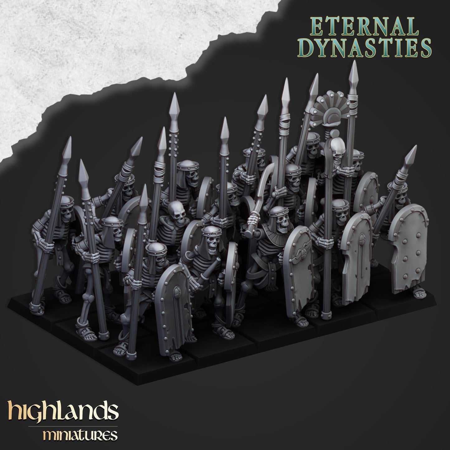 Highland Miniatures Ancient Skeletons with Spears or Hand Weapons - Fantasy / D&D (Custom Order) - product image 1 of 2