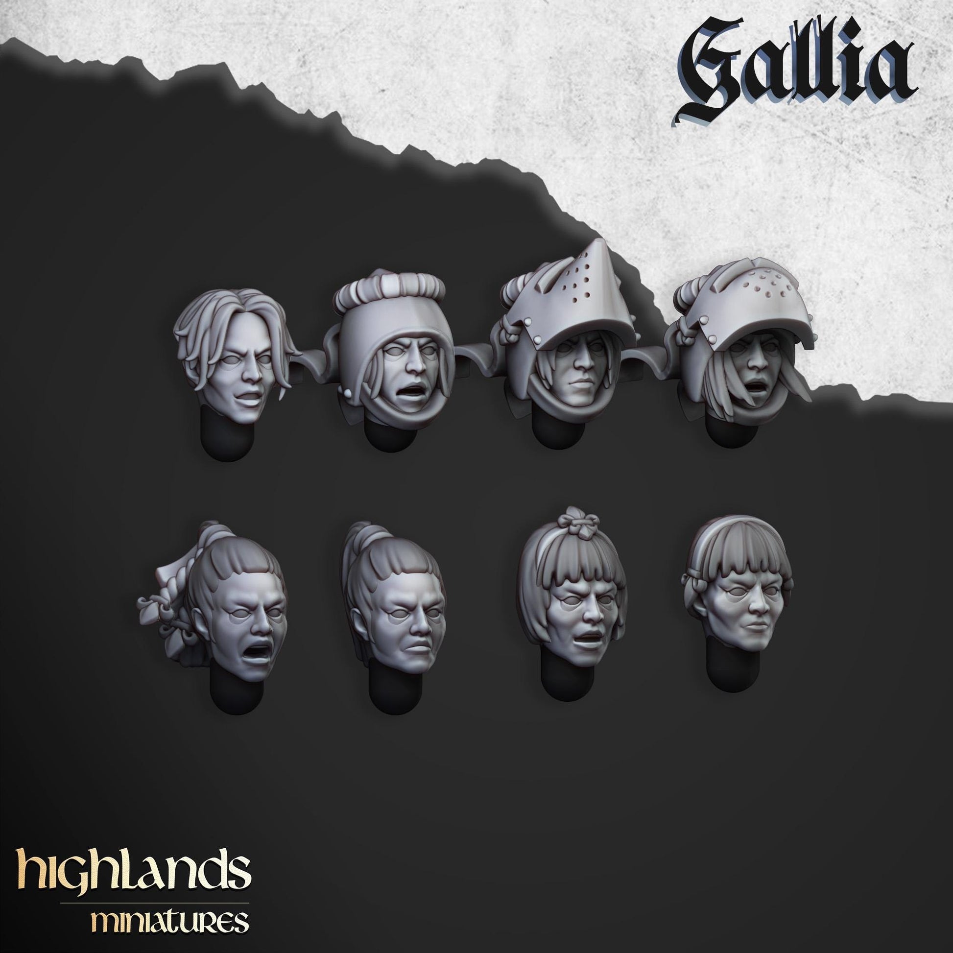 Highland Miniatures Female Gallia Heads - Fantasy / D&D (Custom Order) - product image
