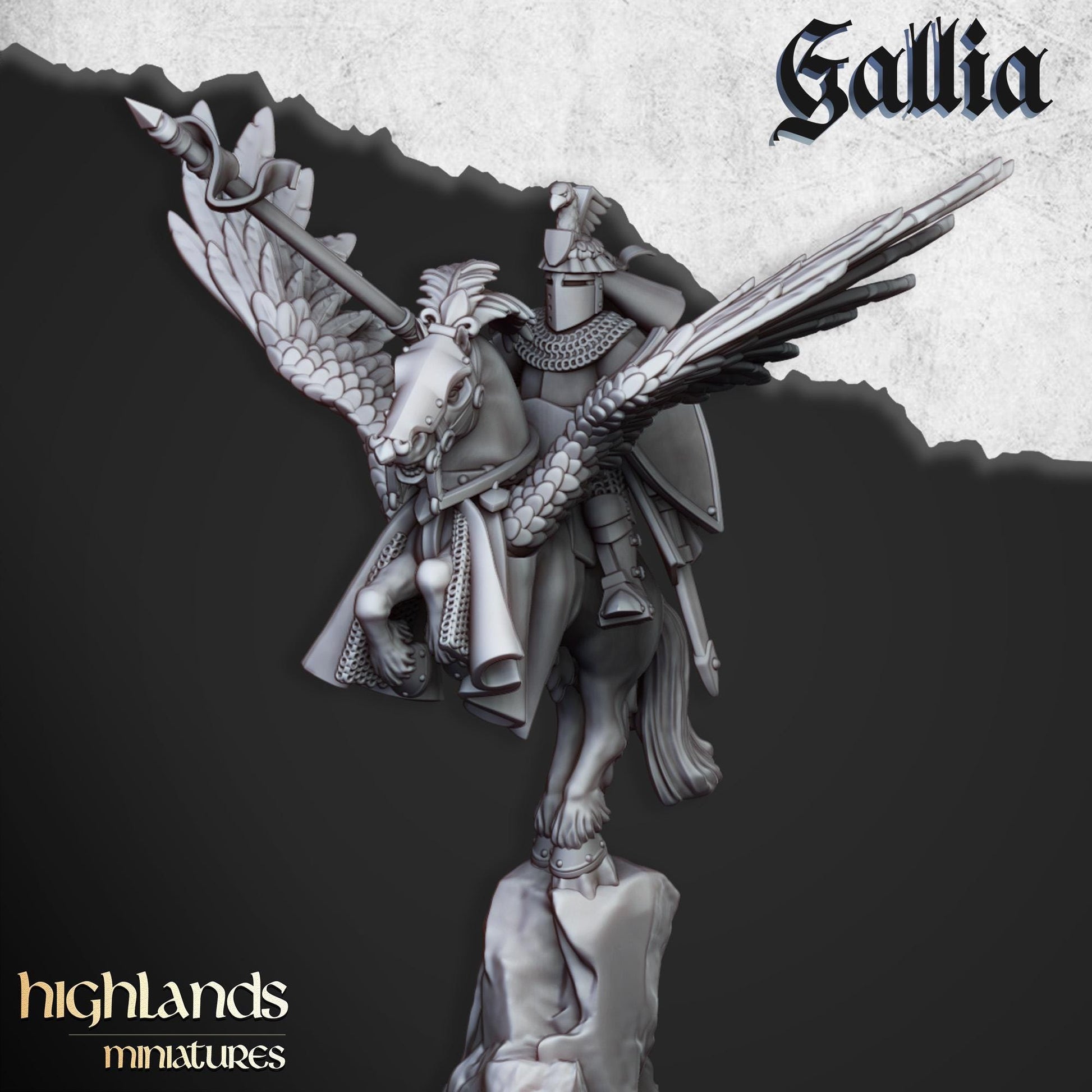 Highland Miniatures Gallia Knights on Pegasus - Fantasy / D&D (Custom Order) - product image 7 of 7