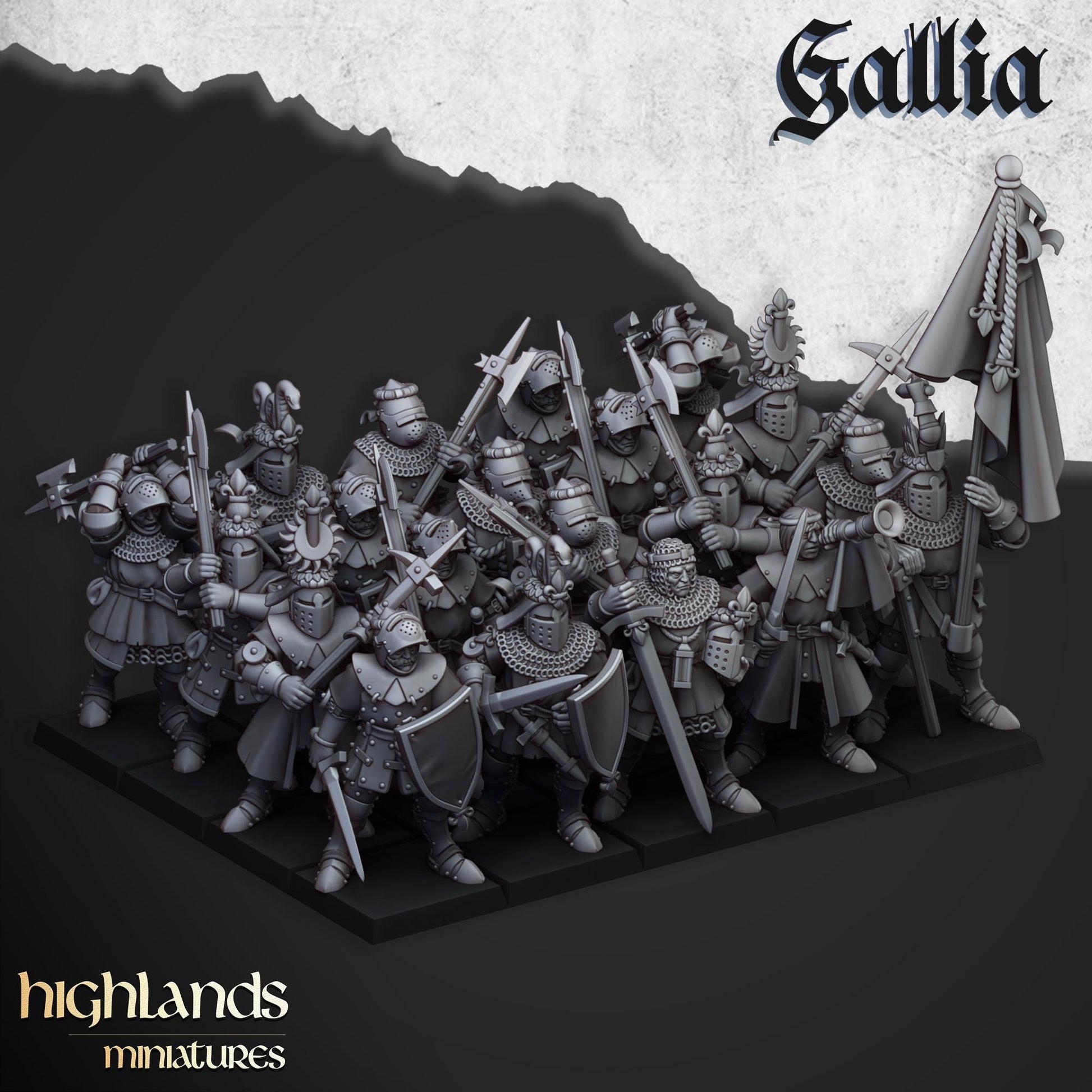 Highland Miniatures Knights of Gallia on Foot - Fantasy / D&D (Custom Order) - product image