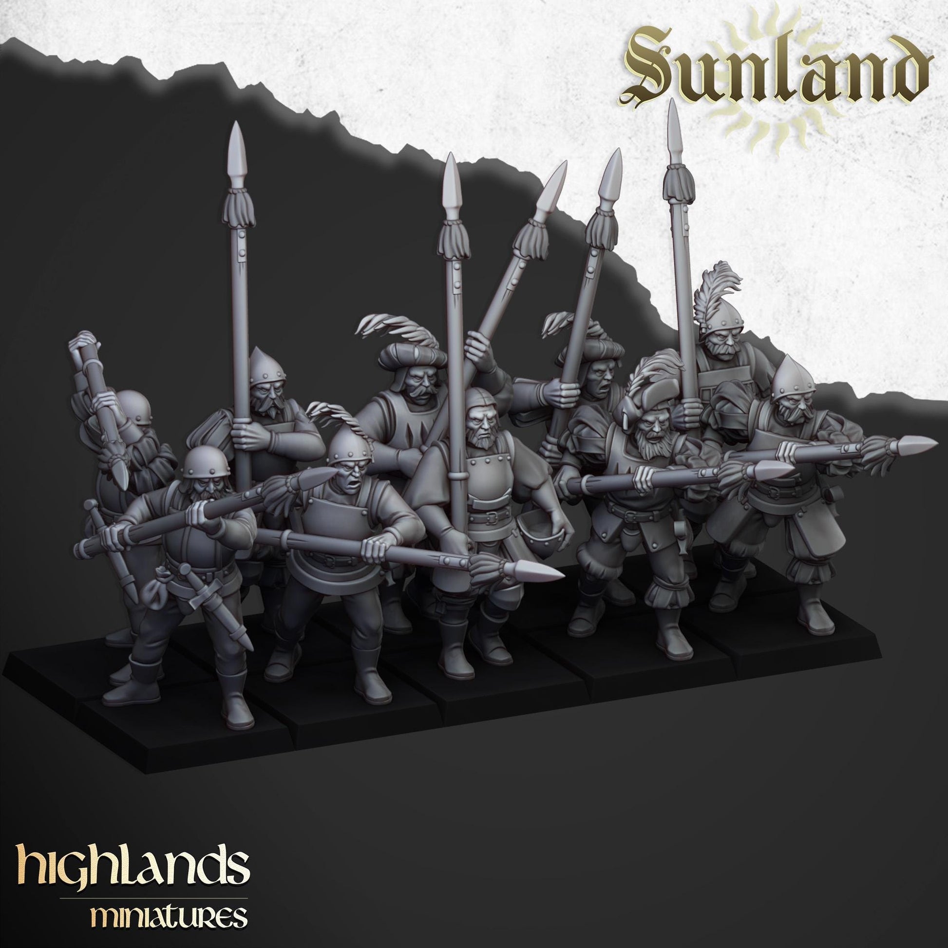 Highland Miniatures Sunland Troops with Halberds or Spears - Fantasy / D&D (Custom Order) - product image 2 of 2