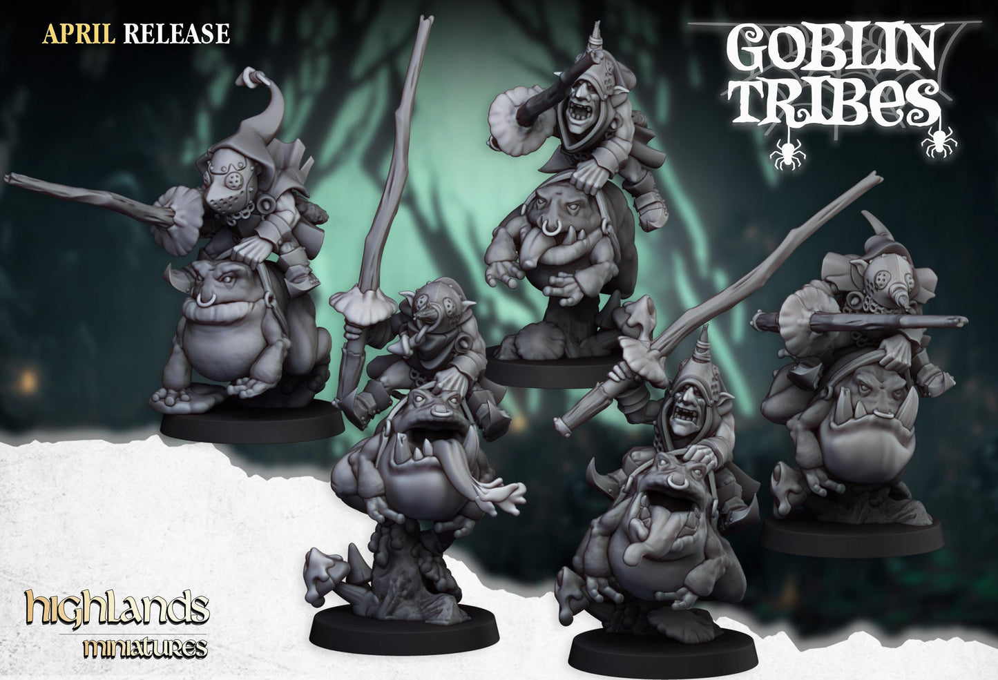 Highland Miniatures Swamp Goblins Frog Riders - Fantasy / D&D (Custom Order) - product image 2 of 2