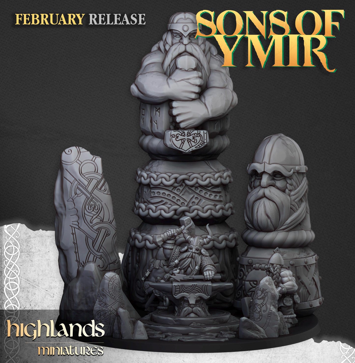 Highland Miniatures Ancient Dwarf Forge and Great Dwarf Runemaster - Fantasy / D&D (Custom Order) - product image 1 of 2