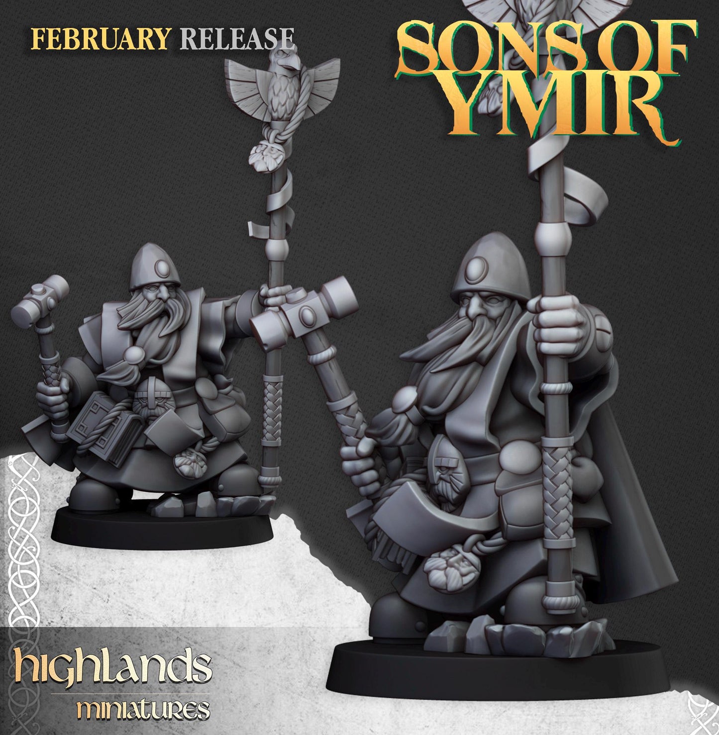 Highland Miniatures Dwarf Runepriests - Fantasy / D&D (Custom Order) - product image 1 of 2
