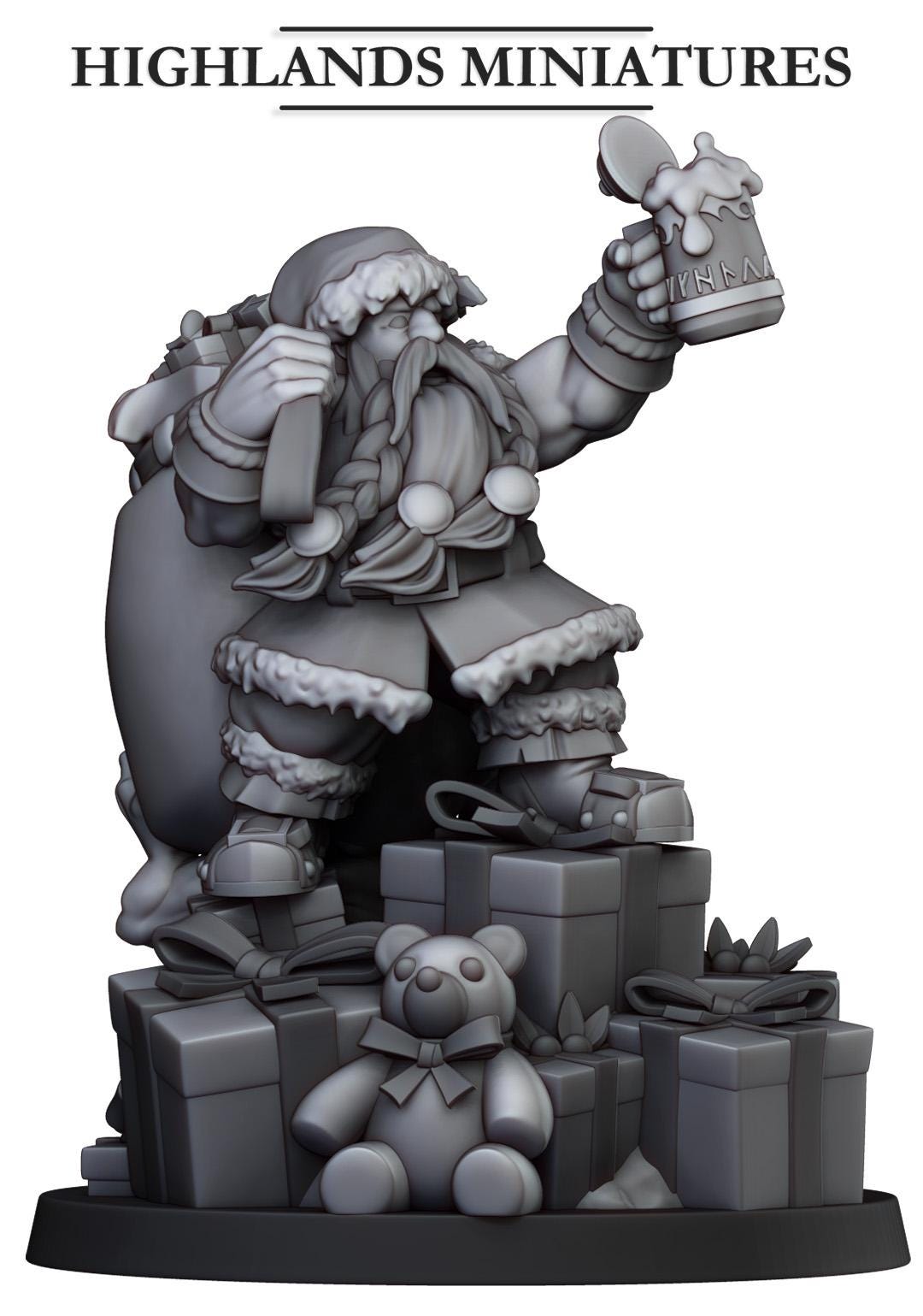 Highland Miniatures Christmas Santa Dwarf - Fantasy / D&D (Custom Order) - product image