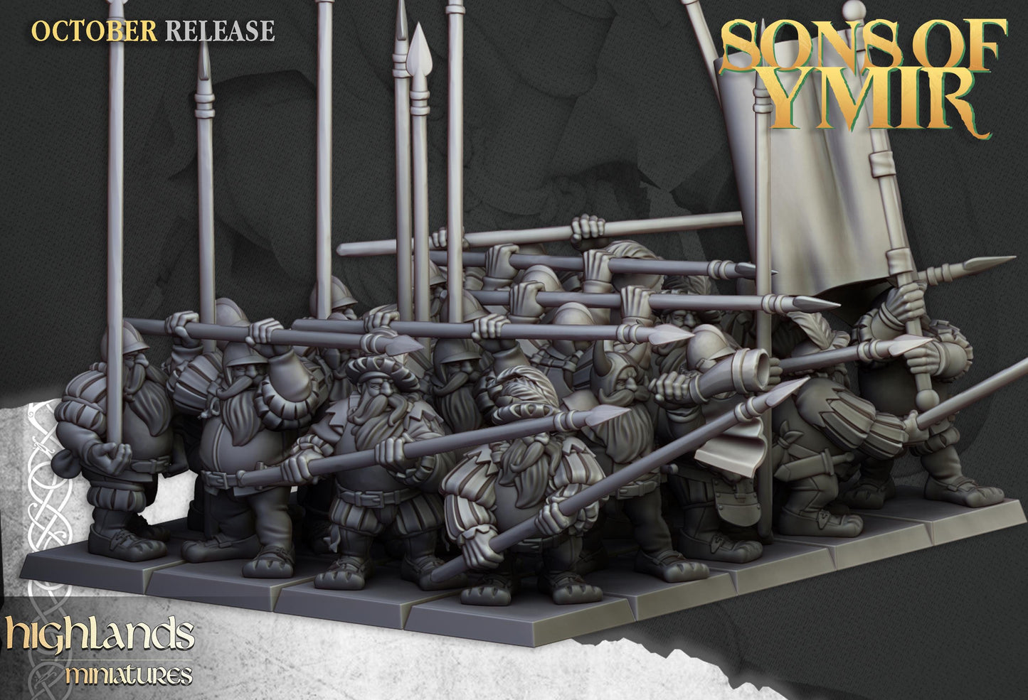 Highland Miniatures Dwarf Pikemen Unit - Fantasy / D&D (Custom Order) - product image 1 of 3