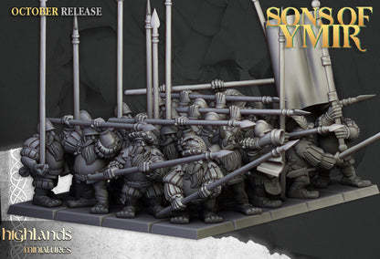 Highland Miniatures Dwarf Pikemen Unit - Fantasy / D&D (Custom Order) - product image 1 of 3