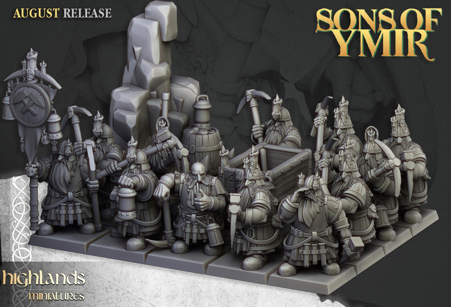 Highland Miniatures Dwarf Miners Unit - Fantasy / D&D (Custom Order) - product image 1 of 3