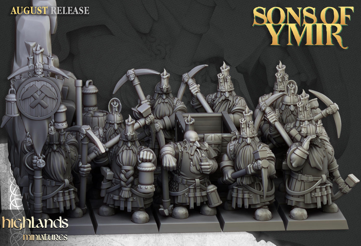 Highland Miniatures Dwarf Miners Unit - Fantasy / D&D (Custom Order) - product image 2 of 3