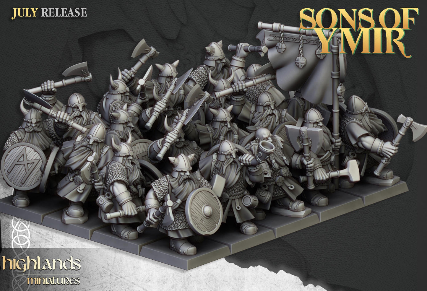 Highland Miniatures Dwarf Warriors Unit - Fantasy / D&D (Custom Order) - product image 2 of 2
