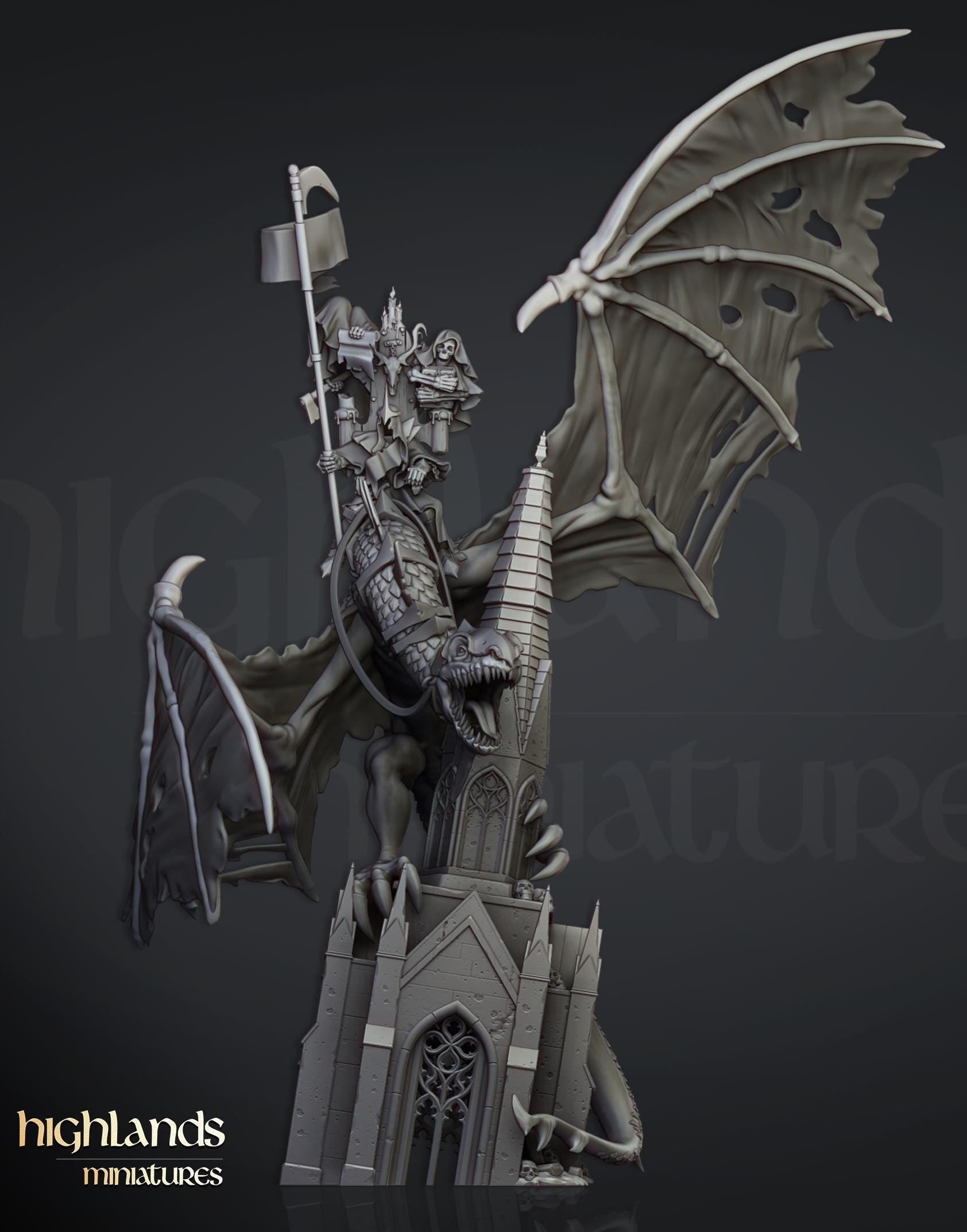 Highland Miniatures Transilvanya Ezekiel, Lord Necromancer on Flying Monster - Fantasy / D&D (Custom Order) - product image 1 of 4
