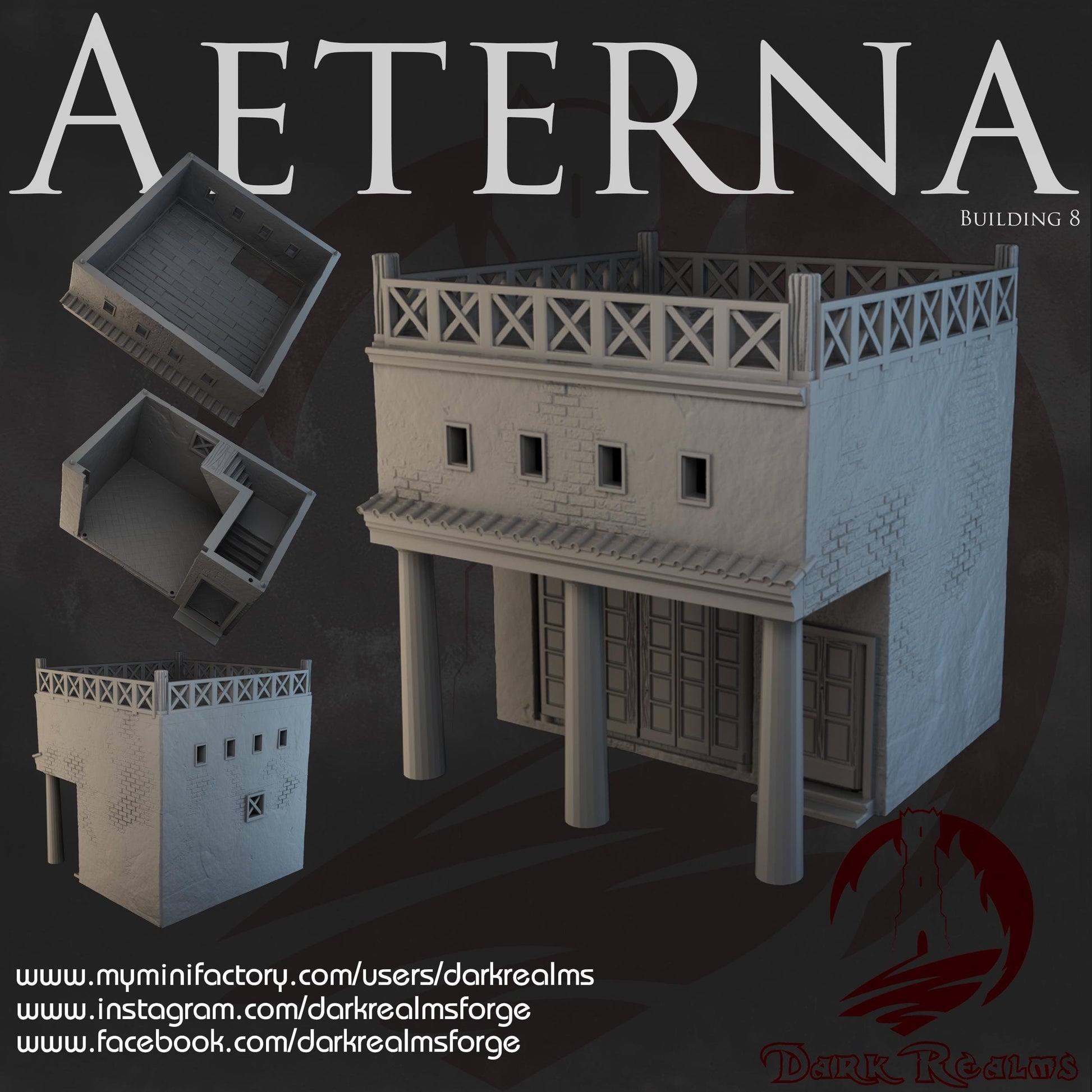 Dark Realms City of Antiquity - Aeterna Building 8 - Printed on FDM Bambu Lab X1 Carbon (Custom Order) - product image