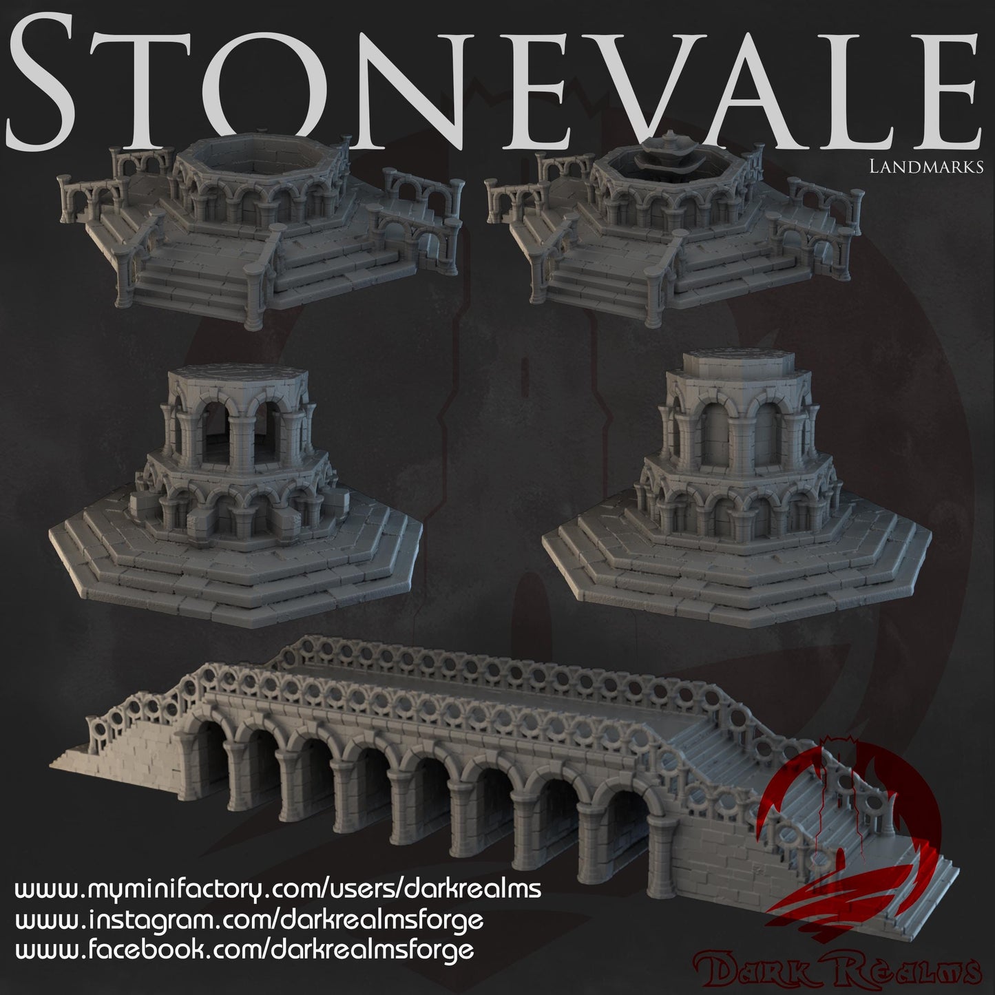 Dark Realms Stonevale - Landmarks - Printed on FDM Bambu Lab X1 Carbon (Custom Order) - product image