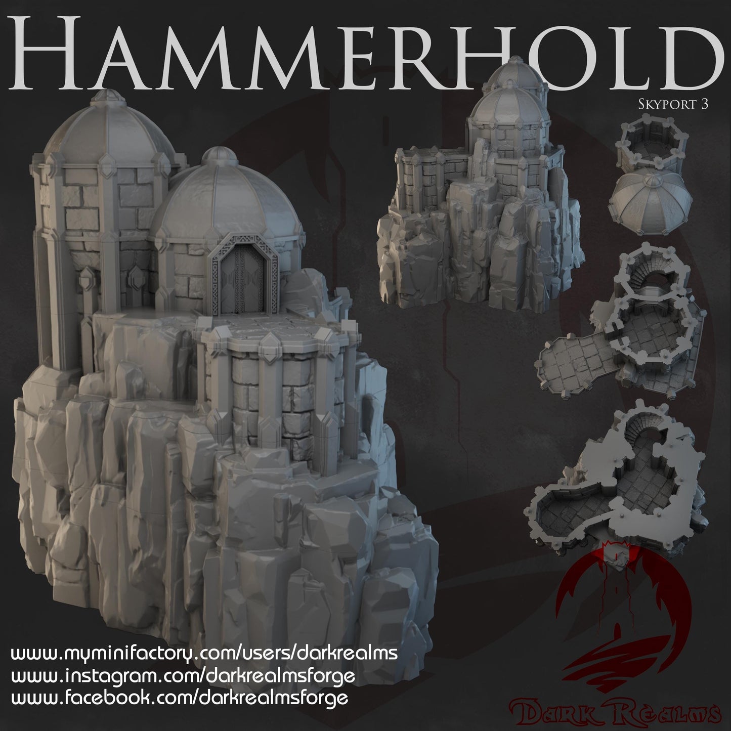 Dark Realms Kir Badur - Hammerhold Skyport 3 - Printed on FDM Bambu Lab X1 Carbon (Custom Order) - product image