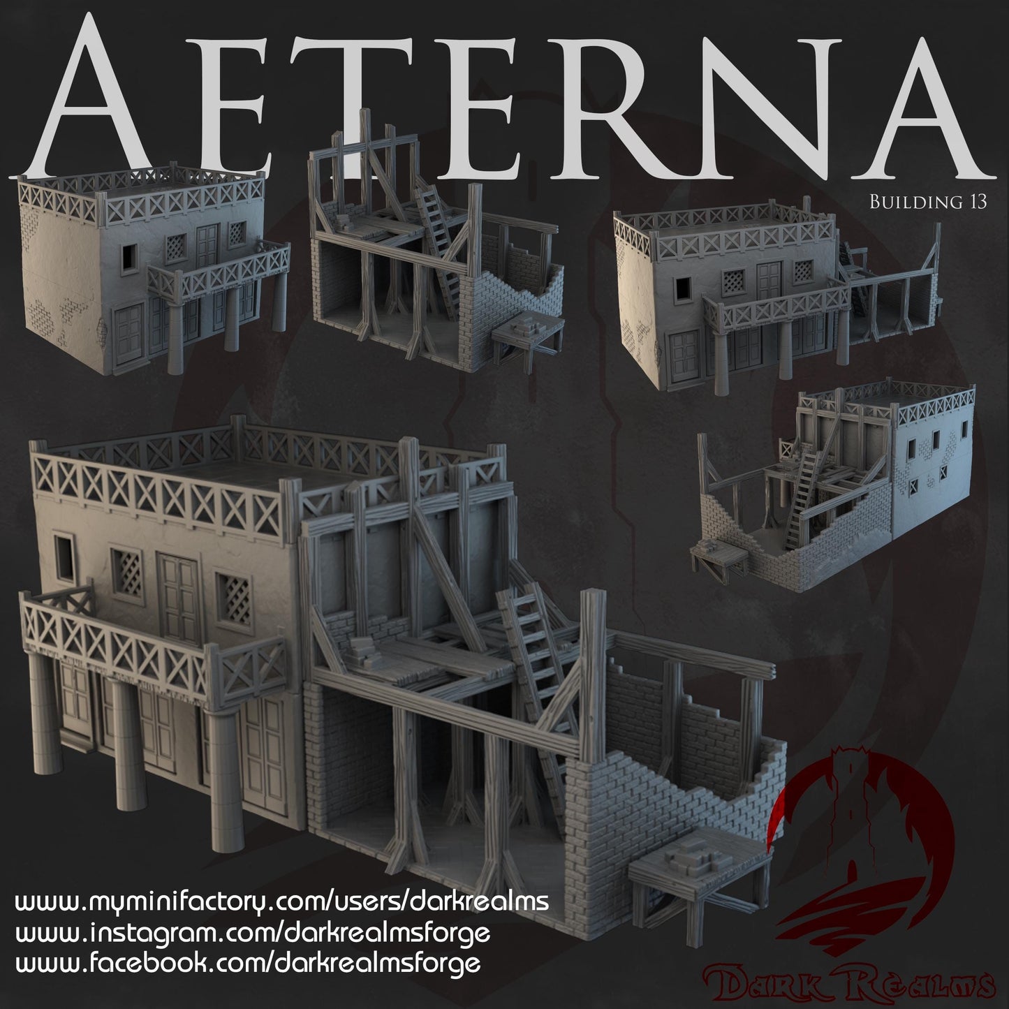 Dark Realms City of Antiquity - Aeterna Building 13 - Printed on FDM Bambu Lab X1 Carbon (Custom Order) - product image