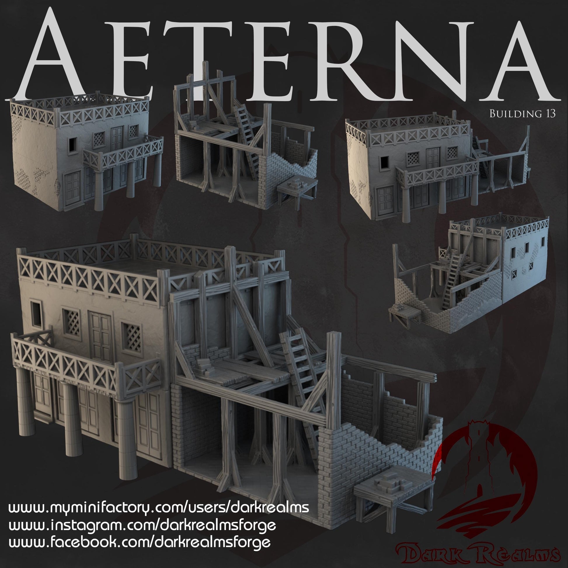 Dark Realms City of Antiquity - Aeterna Building 13 - Printed on FDM Bambu Lab X1 Carbon (Custom Order) - product image