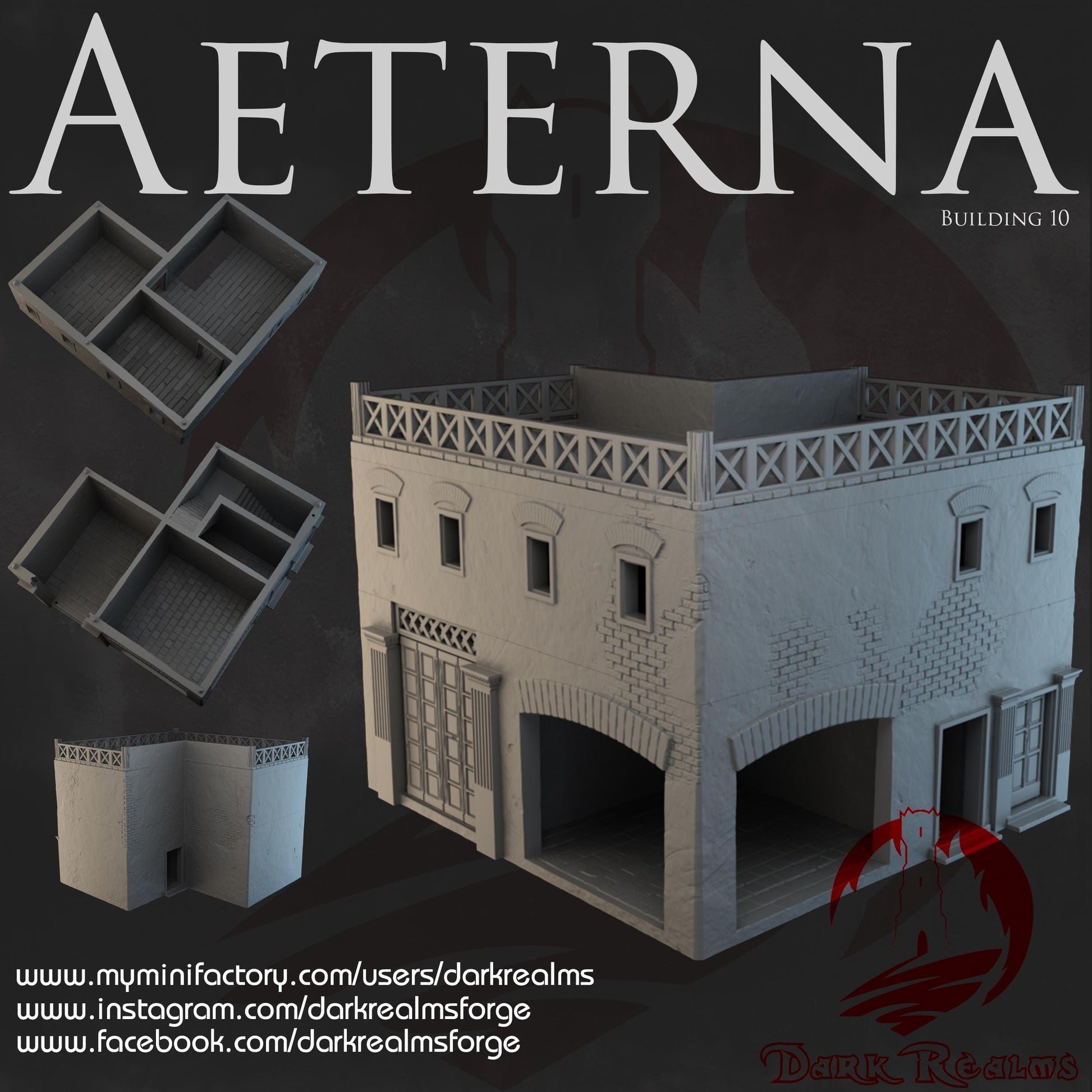 Dark Realms City of Antiquity - Aeterna Building 10 - Printed on FDM Bambu Lab X1 Carbon (Custom Order) - product image