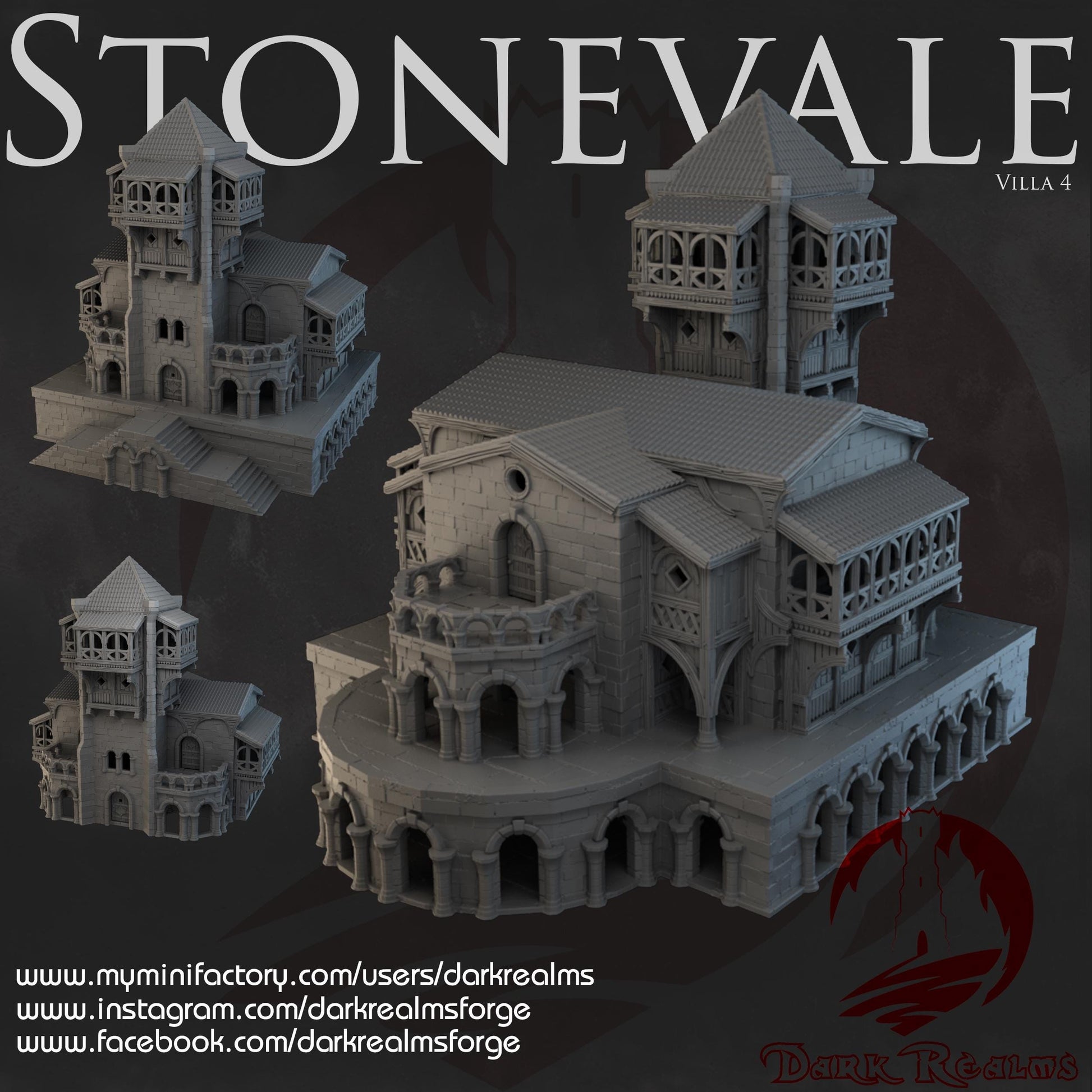 Dark Realms Stonevale - Villa 4 - Printed on FDM Bambu Lab X1 Carbon (Custom Order) - product image
