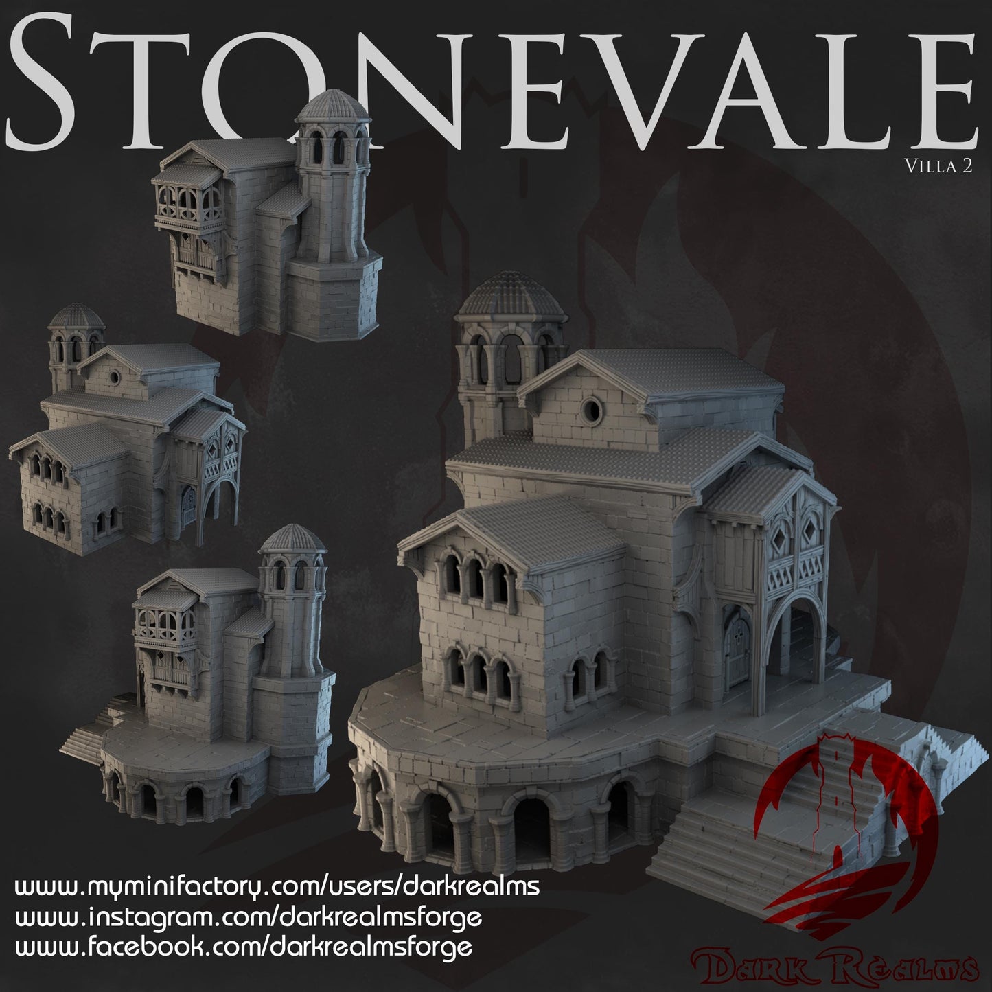 Dark Realms Stonevale - Villa 2 - Printed on FDM Bambu Lab X1 Carbon (Custom Order) - product image 1 of 2