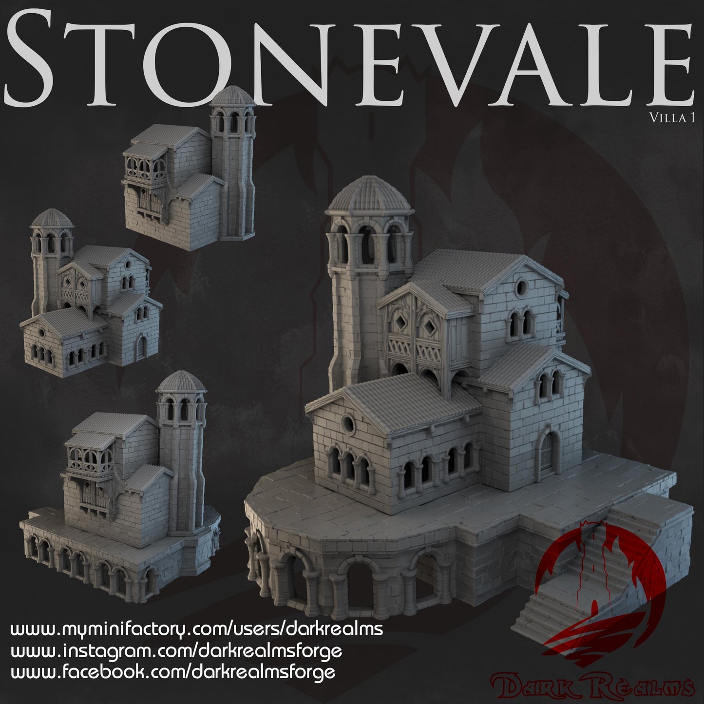 Dark Realms Stonevale - Villa 1 - Printed on FDM Bambu Lab X1 Carbon (Custom Order) - product image 1 of 2