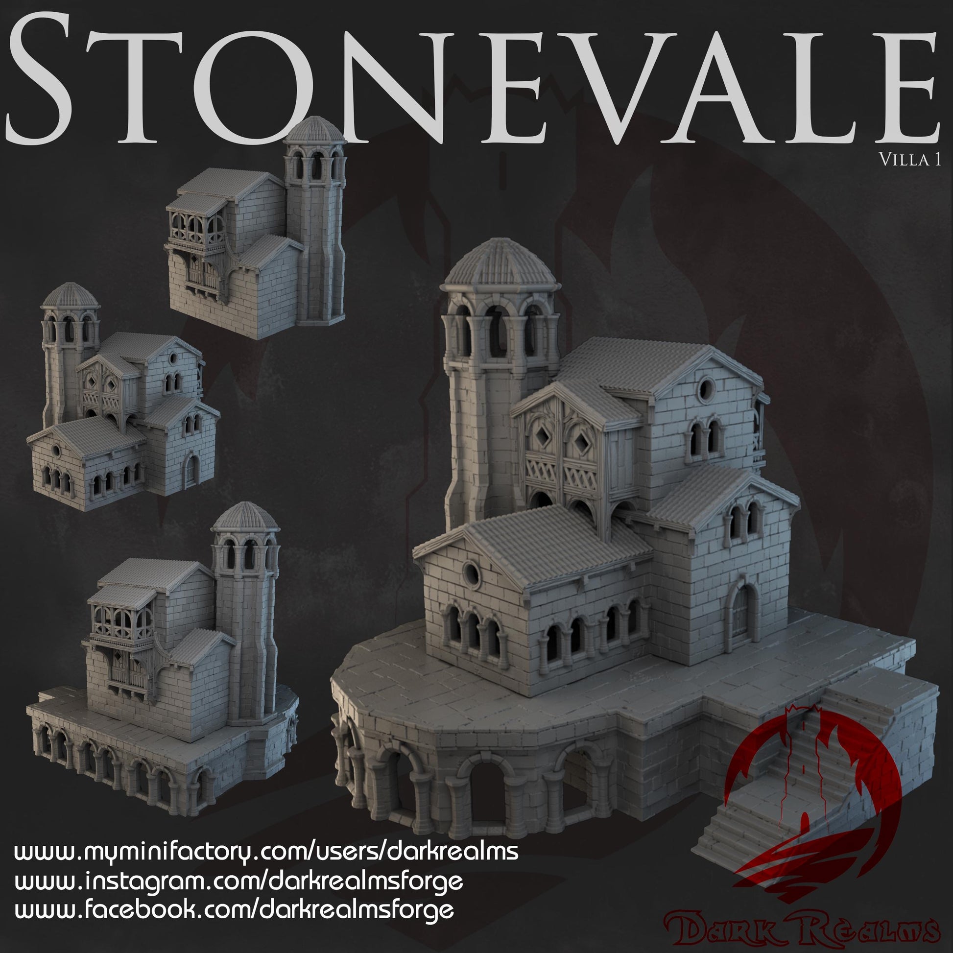 Dark Realms Stonevale - Villa 1 - Printed on FDM Bambu Lab X1 Carbon (Custom Order) - product image 1 of 2