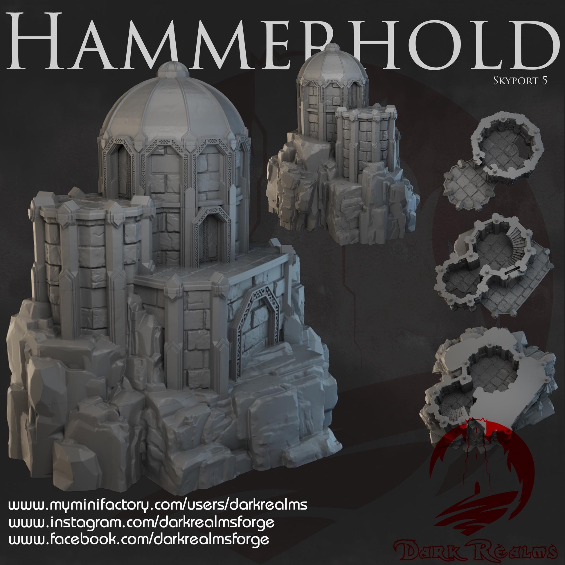 Dark Realms Kir Badur - Hammerhold Skyport 5 - Printed on FDM Bambu Lab X1 Carbon (Custom Order) - product image
