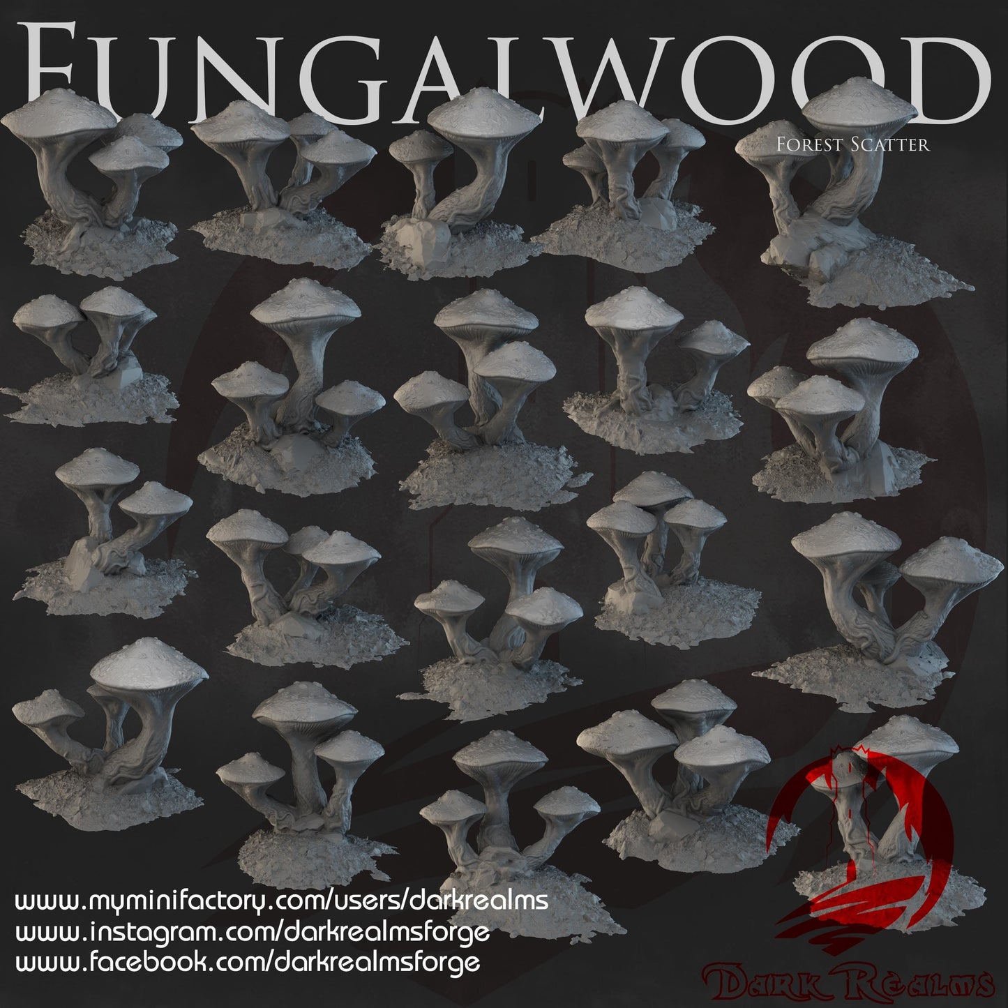 Dark Realms Fungalwood - Forest Scatter - Printed on FDM Bambu Lab X1 Carbon (Custom Order) - product image