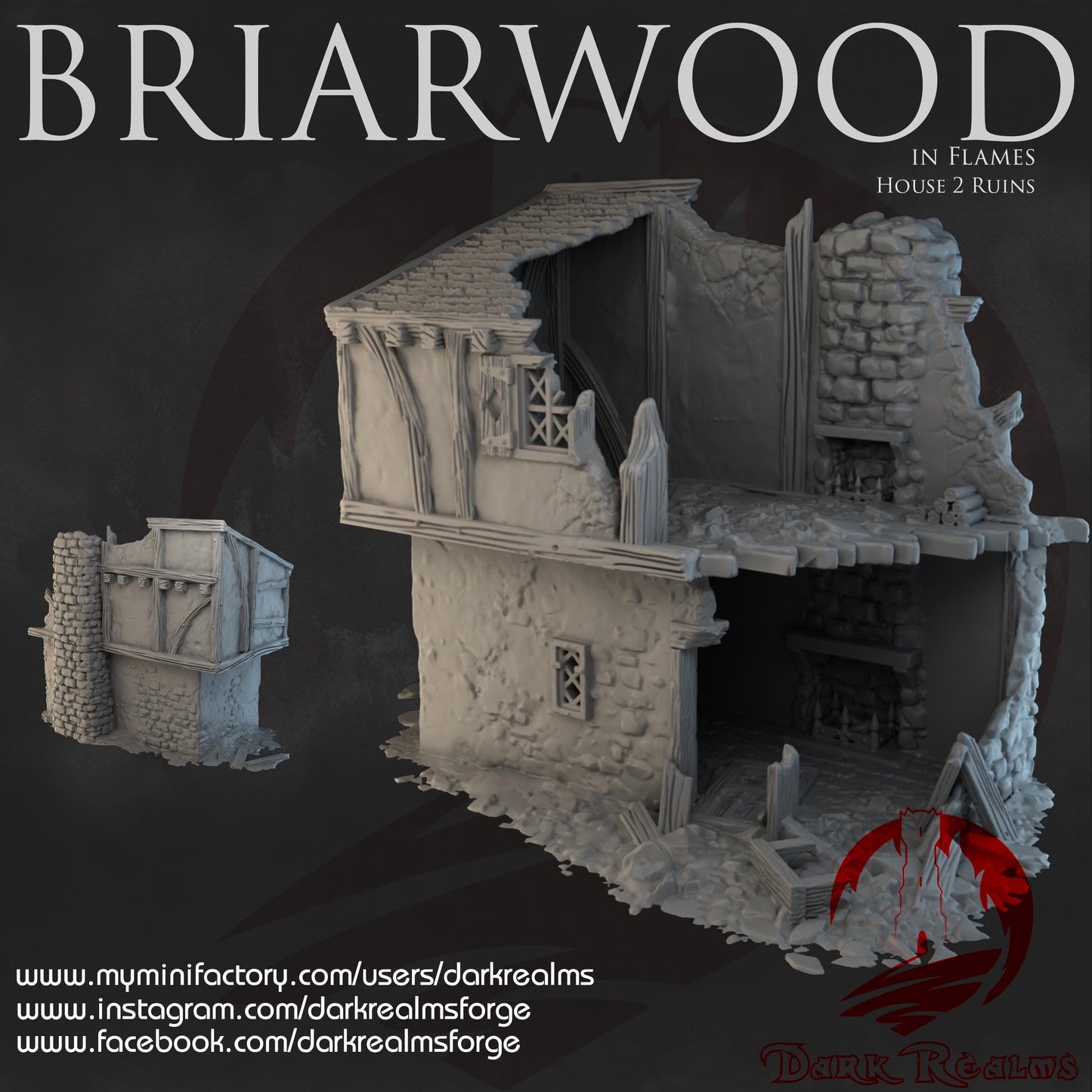 Dark Realms Briarwood - House 2 Ruins - Printed on FDM Bambu Lab X1 Carbon (Custom Order) - product image