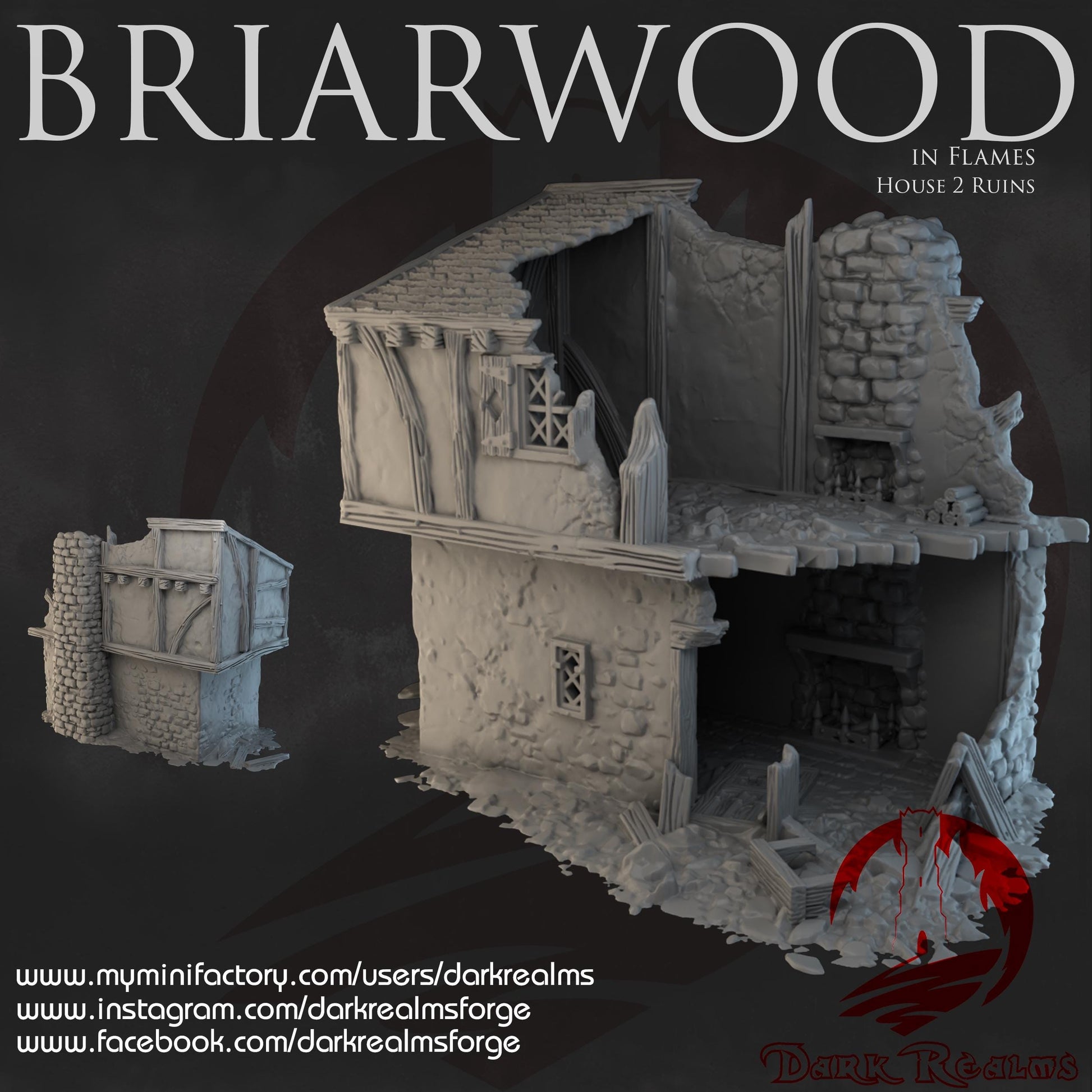 Dark Realms Briarwood - House 2 Ruins - Printed on FDM Bambu Lab X1 Carbon (Custom Order) - product image