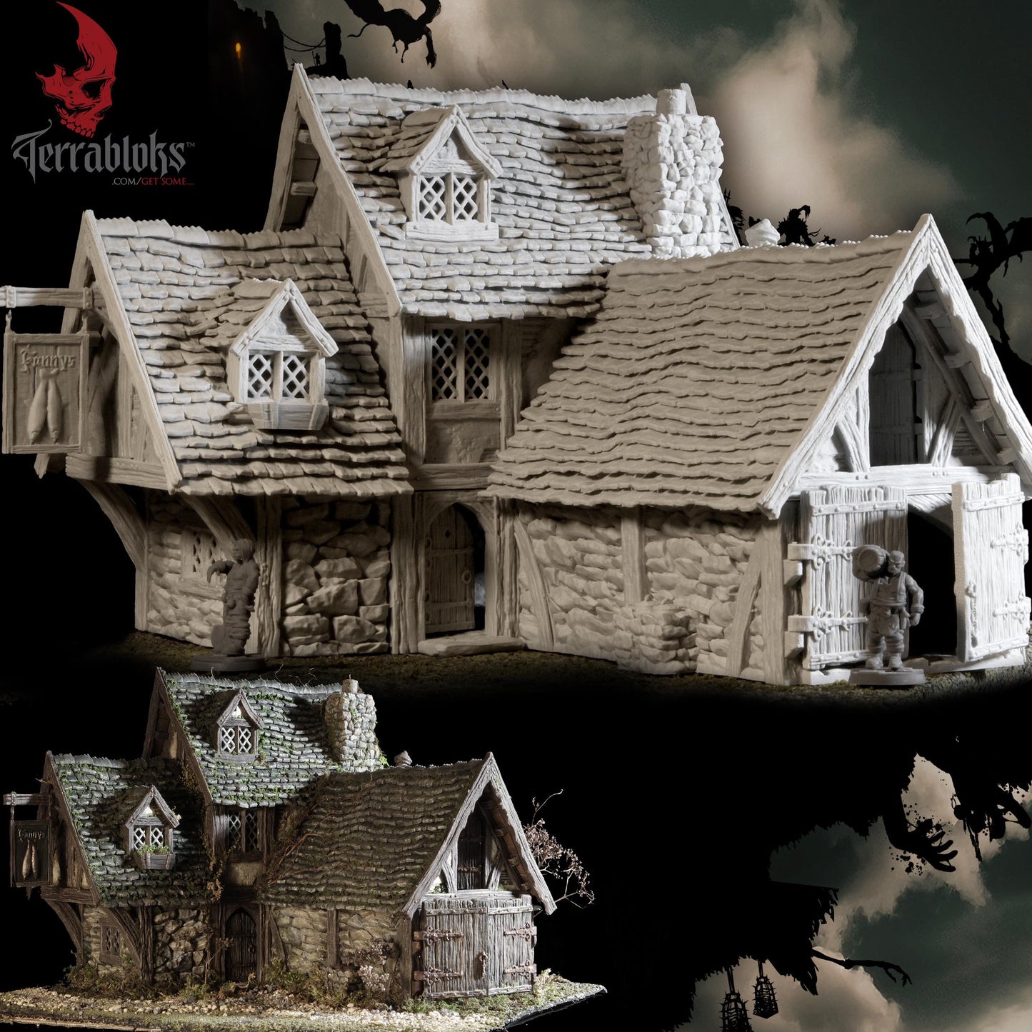 Fanny's Smoked Kipper House Wargaming Terrain 28mm / 32mm - Printed on FDM Bambu Lab X1 Carbon (Custom Order) - product image 3 of 10