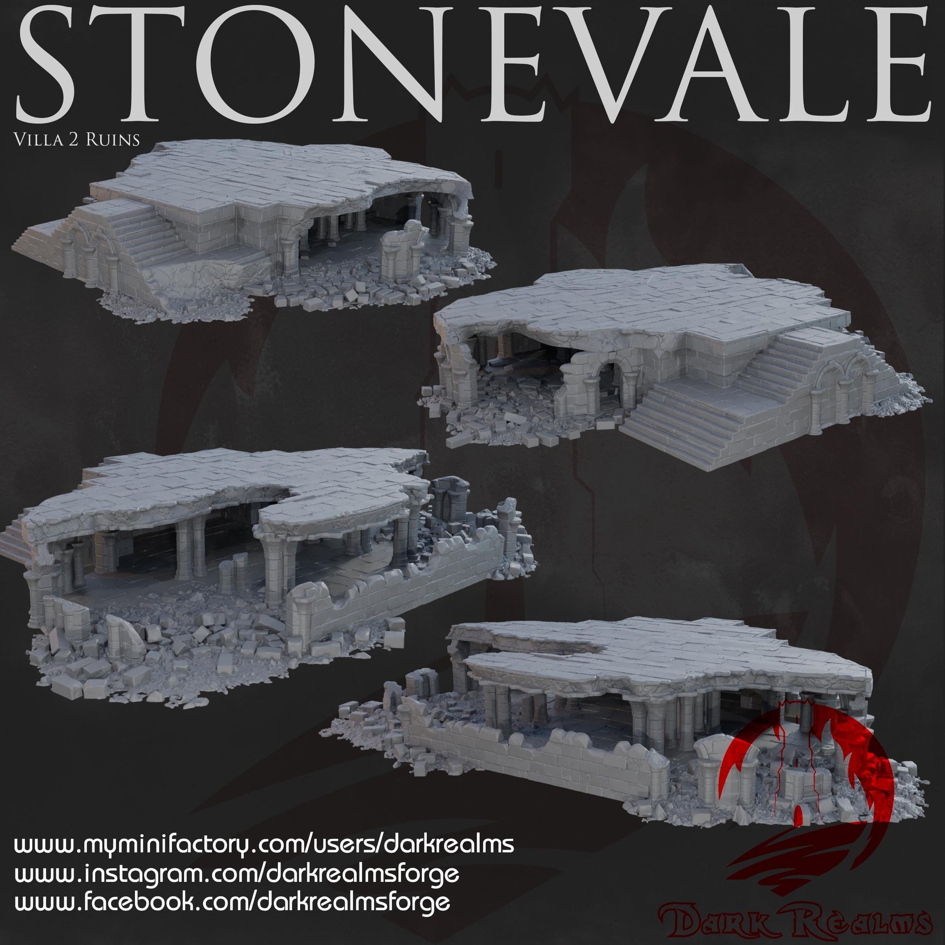 Dark Realms Stonevale - Villa 2 Ruins - Printed on FDM Bambu Lab X1 Carbon (Custom Order) - product image 3 of 3