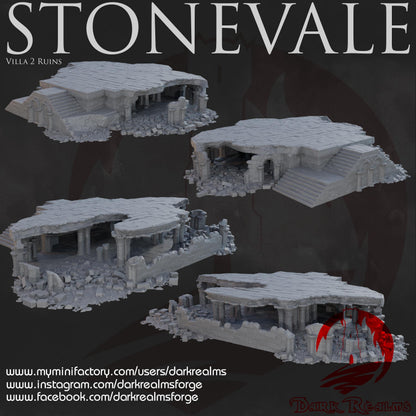 Dark Realms Stonevale - Villa 2 Ruins - Printed on FDM Bambu Lab X1 Carbon (Custom Order) - product image 3 of 3