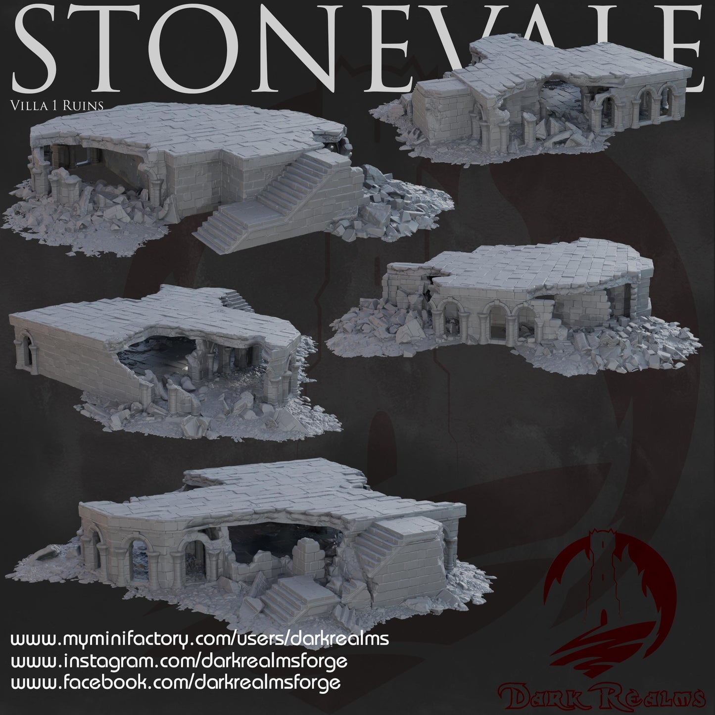 Dark Realms Stonevale - Villa 1 Ruins - Printed on FDM Bambu Lab X1 Carbon (Custom Order) - product image 3 of 3