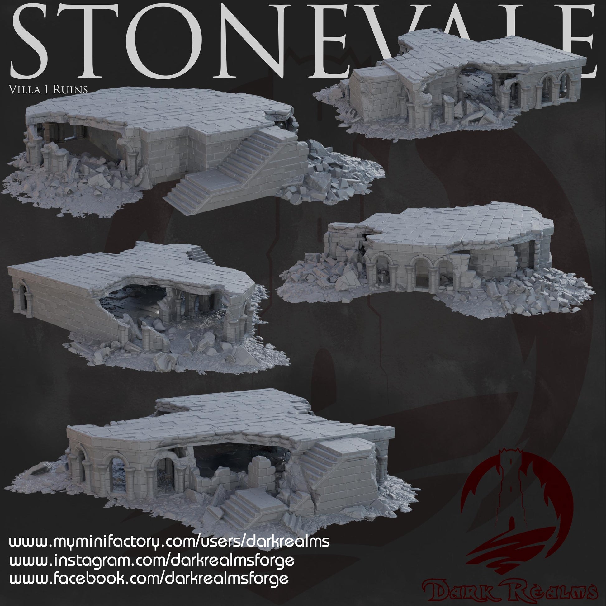 Dark Realms Stonevale - Villa 1 Ruins - Printed on FDM Bambu Lab X1 Carbon (Custom Order) - product image 3 of 3