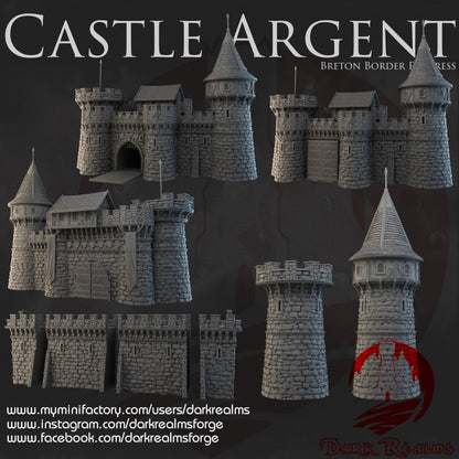 Dark Realms Castle Argent - Gate & Walls Fortress - Printed on FDM Bambu Lab X1 Carbon (Custom Order) - product image 2 of 2