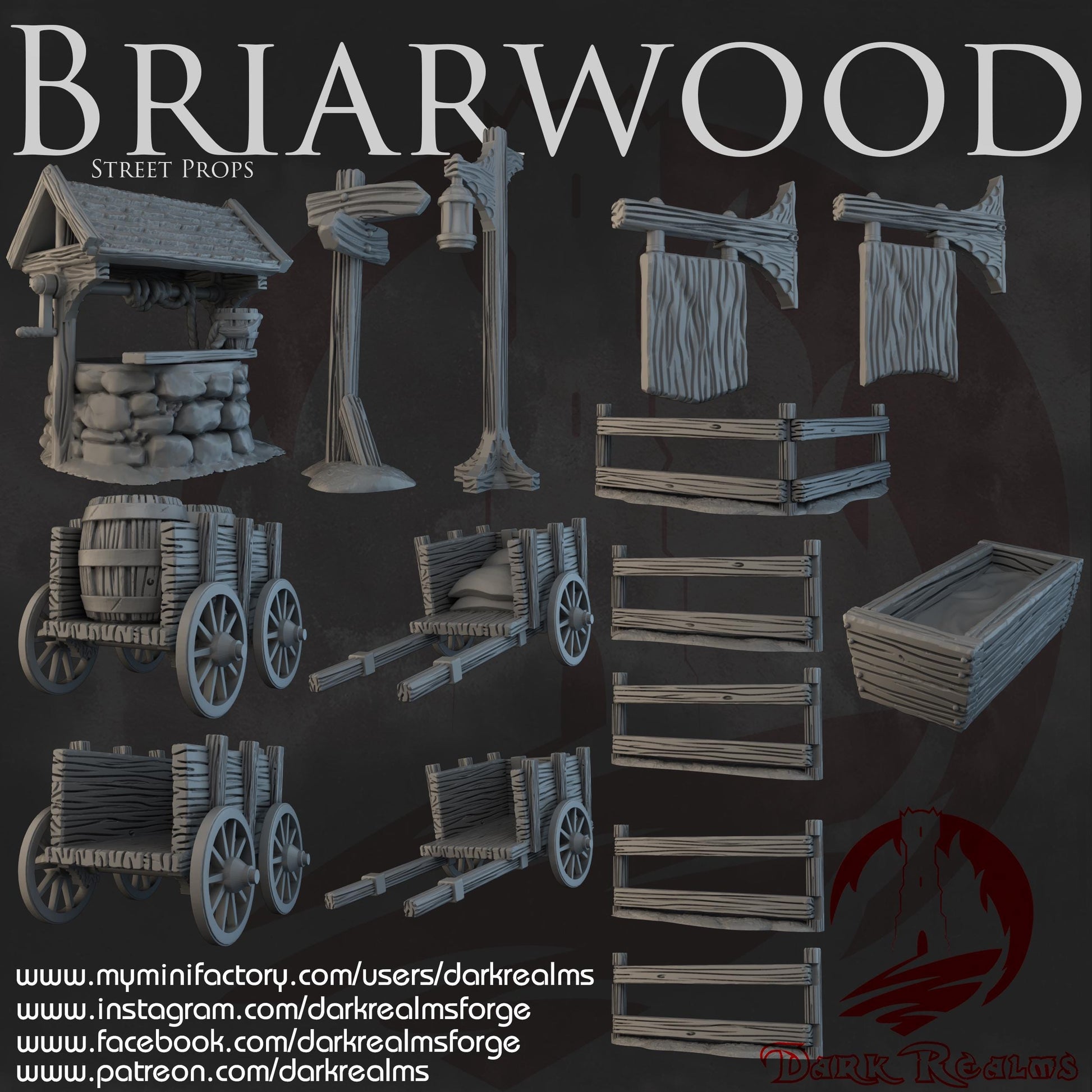 Dark Realms Briarwood - Street Props - Printed on FDM Bambu Lab X1 Carbon (Custom Order) - product image