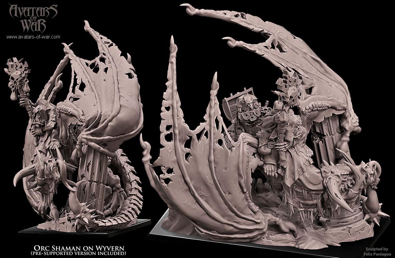 Avatars of War Orc Shaman on Wyvern - Fantasy / D&D (Custom Order) - product image 3 of 4