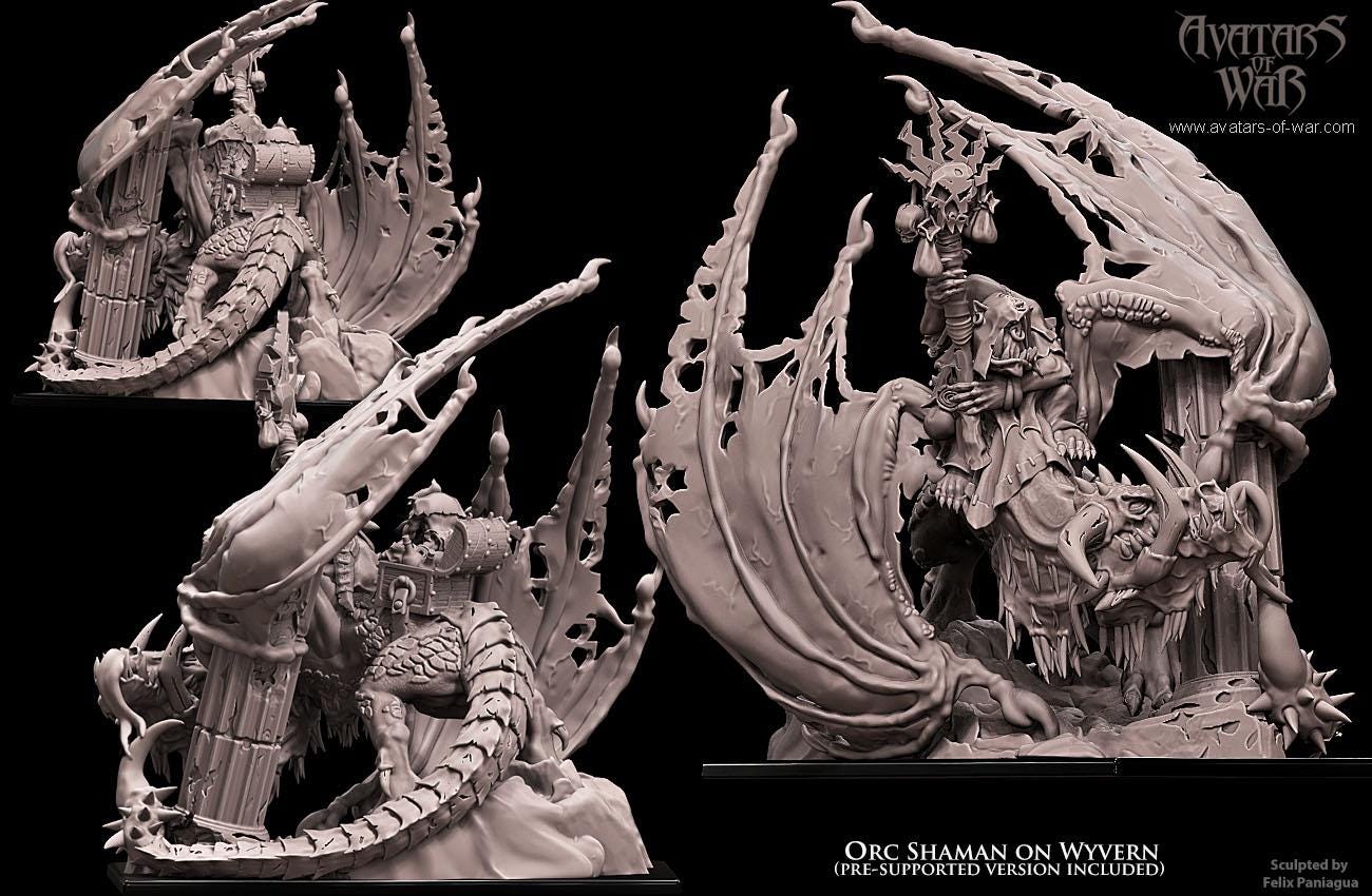 Avatars of War Orc Shaman on Wyvern - Fantasy / D&D (Custom Order) - product image 2 of 4