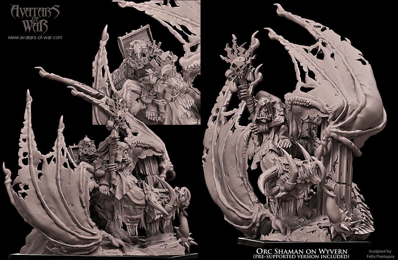 Avatars of War Orc Shaman on Wyvern - Fantasy / D&D (Custom Order) - product image 1 of 4