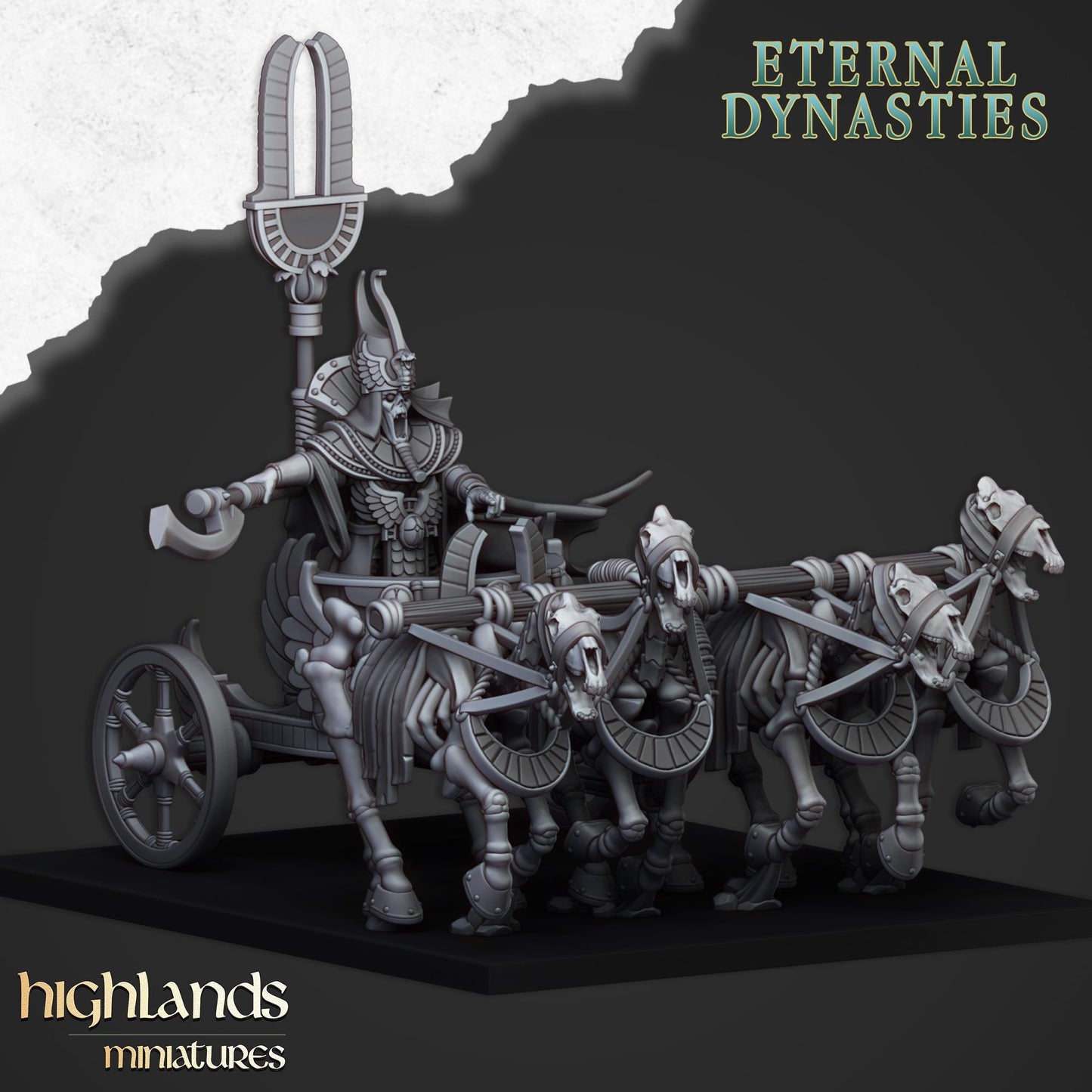 Highland Miniatures Eternal Pharaoh on Chariot - Fantasy / D&D (Custom Order) - product image 1 of 4