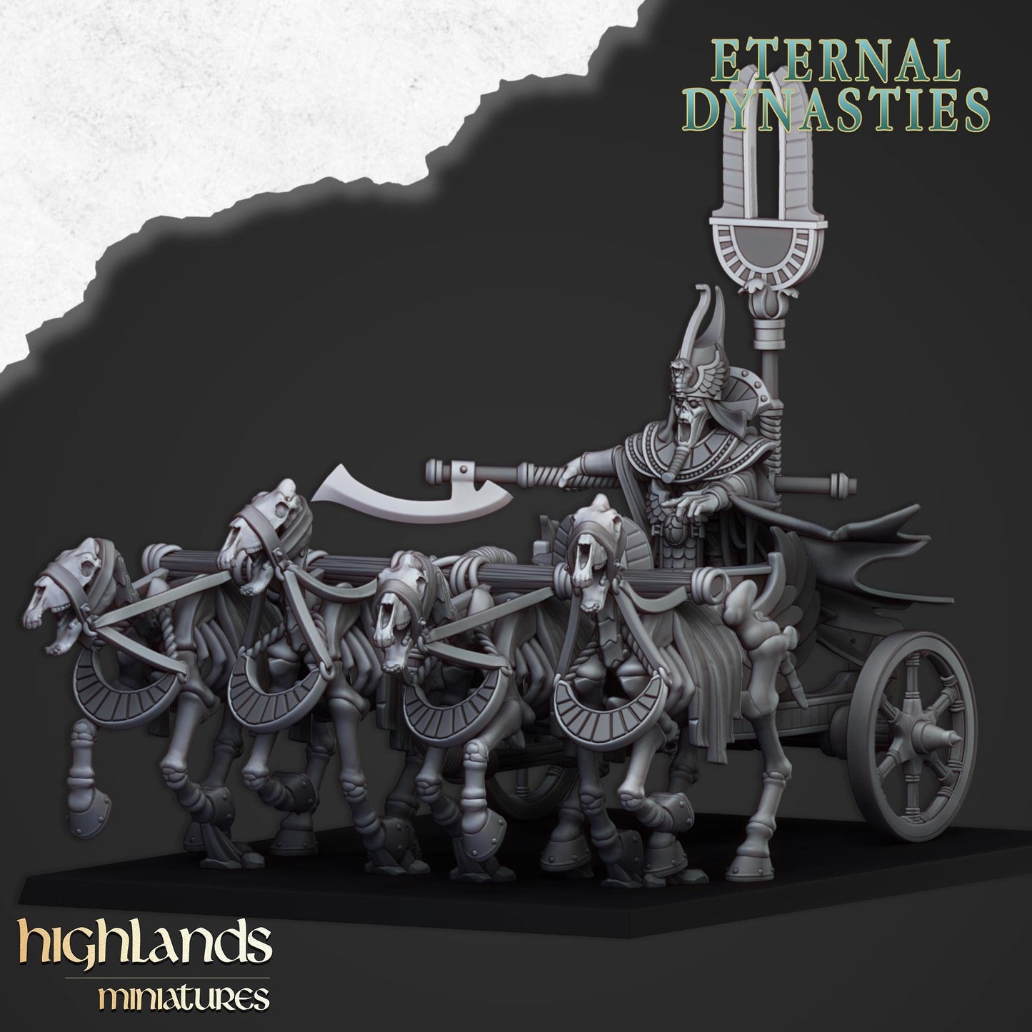 Highland Miniatures Eternal Pharaoh on Chariot - Fantasy / D&D (Custom Order) - product image 2 of 4