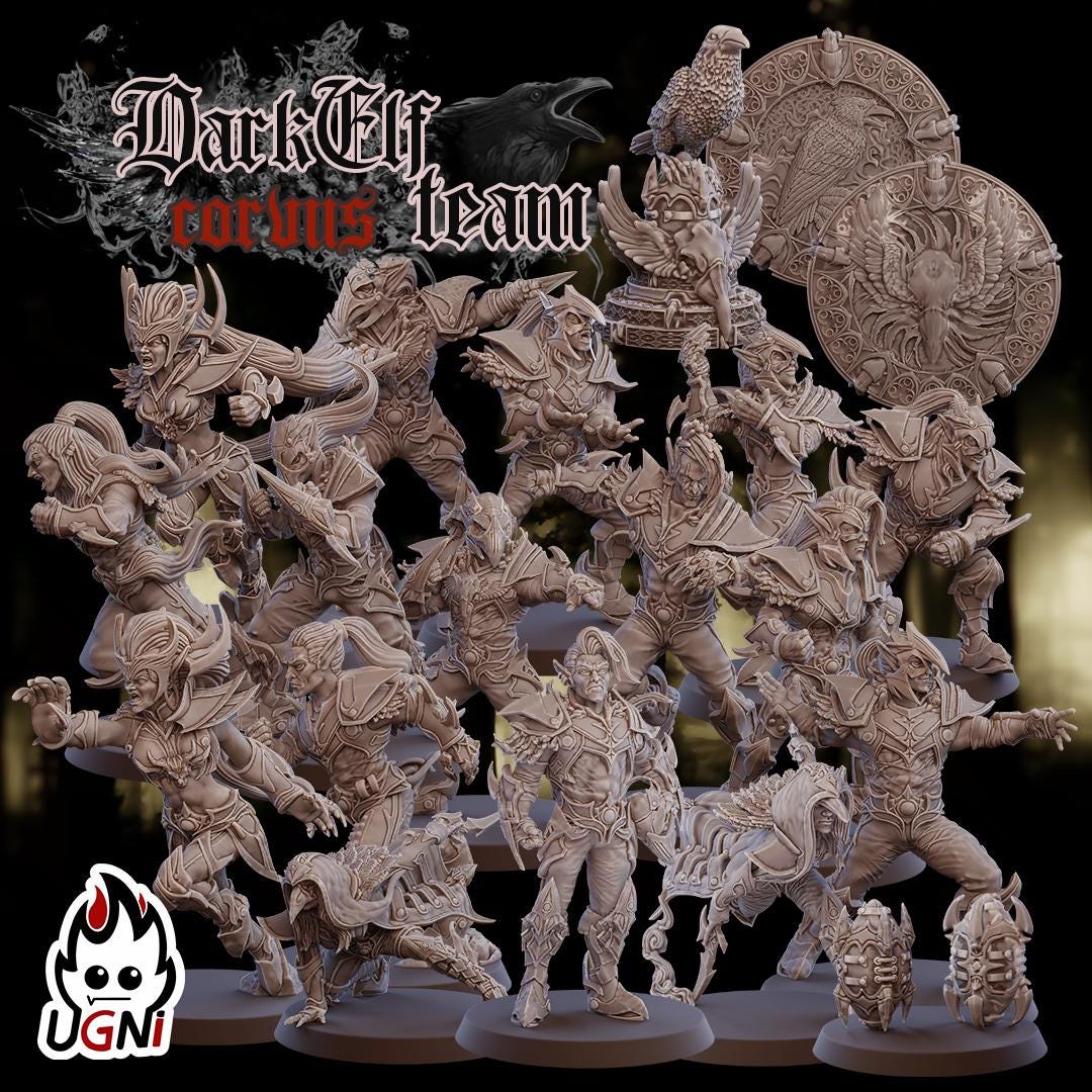 Dark Elf Team (Corvus Cabal Style) Designed by UGNI Miniatures - Fantasy Football - product image 1 of 10