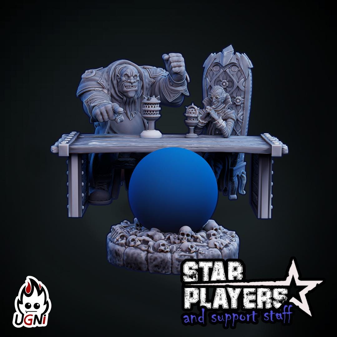 J and Robert at the table + Vision TV Star Player - Designed by UGNI Miniatures - Fantasy Football - product image