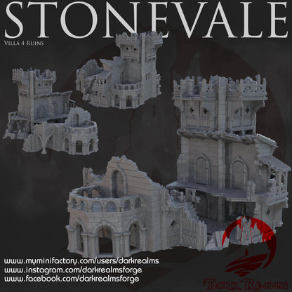 Dark Realms Stonevale - Villa 4 Ruins - Printed on FDM Bambu Lab X1 Carbon (Custom Order) - product image 3 of 3